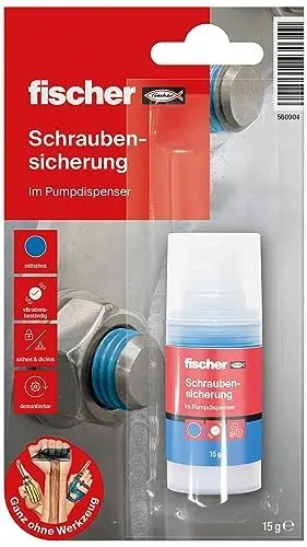 Produktbild: fischer Schraubensicherung, 15 g, mittelfester Schraubenkleber im Pumpspender für punktgenaue Dosierungen, hochviskoser Klebstoff als Korrosionsschutz, wasserfest & vibrationsbeständig
