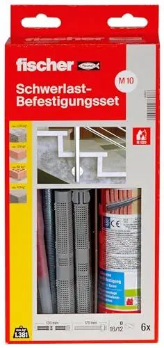 Produktbild: fischer Schwerlast-Befestigungsset 300 T mit Ankerstange M 10, Befestigungssystem für den Innenbereich, multifunktionales Set für Schwerlasten in Beton und Mauerwerk