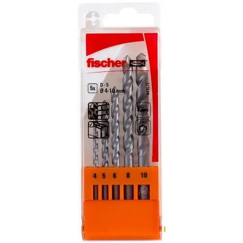 Produktbild: fischer Steinbohrer Set, 4 - 10 mm Durchmesser, Aufsätze für Bohrmaschinen, Bohrerset mit verschiedenen Größen, Werkzeug zum Bohren in Mauerwerk & Naturstein, 5er Pack