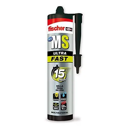 Produktbild: FISCHER, MS Ultra Fast Silikon-Polymer, weiß, extrem schnell trocknender Kleber für Risse, Außenfugen, Badewanne, Fugen, Rissfüller, 290 ml