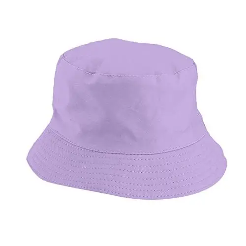 Produktbild: Fischerhut Mit Aufschrift Unisex Double Side Wear Reversible Bucket Hat Trendy Cotton Twill Canvas Sun Fishing Hat Fashion Cap Fischerhut Kind 53 (Purple, One Size)