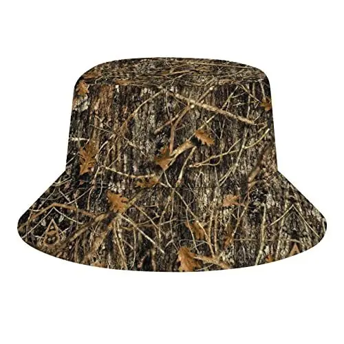 Produktbild: Fischerhut mit Waldbaum-Motiv, modische Sonnenkappe, verstaubar, Outdoor-Fischerhut für Damen und Herren, Teenager, Strandkappen, Angelmütze