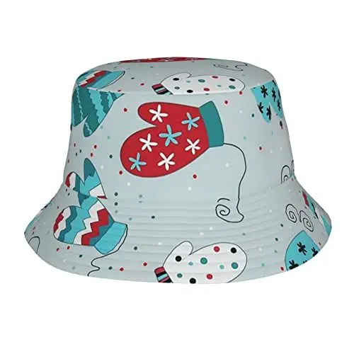 Produktbild: Fischerhut mit Weihnachtshandschuhen, modische Sonnenkappe, verstaubarer Outdoor-Fischerhut für Damen und Herren, Teenager, Strandkappen, Angelmütze