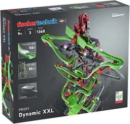 Produktbild: fischertechnik 544619 Kugelbahn Dynamic XXL – Murmelbahn, Bausatz für Kinder ab 9 Jahren, Lernspielzeug mit Motor, Looping und Rainbow-LEDs, grün