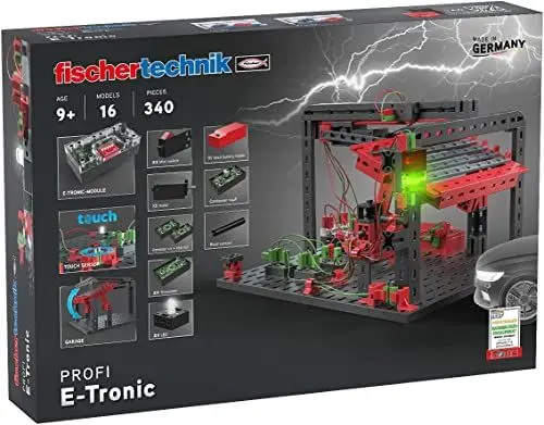 Produktbild: fischertechnik 559883 PROFI E-tronic – Elektronik Bausatz für Kinder ab 9 Jahren, Experimentierkasten mit Transistoren & Kondensatoren, fördert technisches Verständnis, Schwarz