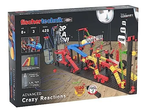 Produktbild: fischertechnik Crazy Reactions 569018 – Bausatz mit Seilzug, Hebel & Getriebe, Spielzeug für Kinder ab 8 Jahren