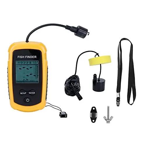 Produktbild: Fischfinder Sonar, Tragbarer Fischfinder Fischdetektor Gerät Hand-Tiefenmesser, Handheld Tiefenmesser mit Alarm Sensor für Angeln, Detektor mit Erfassungstiefe von 1m bis 100m
