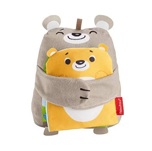Produktbild: Fisher-Price GJD37 - Babys weiches Kuschelbuch, Plüschtier-Spielzeug und Spielbuch mit Spiegel, Beißhilfe und sensorischen Aktivitäten, Babyspielzeug ab 3 Monaten