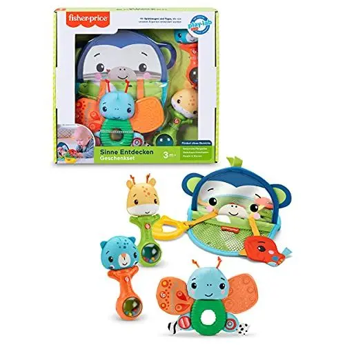 Produktbild: Fisher-Price HFJ92 - Geschenkset Sinne Entdecken, Spielset mit Aktivitätsspielzeugen Babyspielzeug, ab 3 Monaten