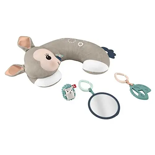 Produktbild: Fisher-Price HJJ16 - Rehkitz Spielkissen zum Spielen in Bauchlage mit Spiegel, BPA-freiem Beißring und süßer Igel-Rassel, Babyspielzeug für Neugeborene ab der Geburt