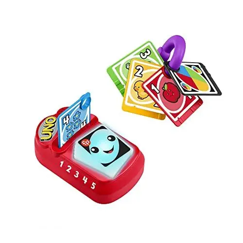 Produktbild: FISHER-PRICE Lernspaß Baby UNO – elektronisches UNO-Lernspielzeug in Babygröße, mit lustigen Lichtern, Geräuschen und Musik, für unterwegs, biligual, ab 6 Monaten/ 1 Jahr, HHG91