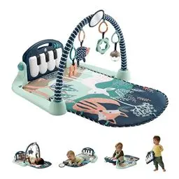 Produktbild: Fisher-Price -Spieldecke-Erlebnisdecke Spielcenter für Neugeborene mit Klavier-Musikspielzeug & Spielzeuge zum Spielen in der Bauchlage, marineblaues, Babyspielzeug ab der Geburt, nur bei Amazon-HKX37