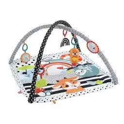 Produktbild: Fisher-Price Tierfreunde Kontrast-Spieldecke, Spielbogen, mit Musik und Licht, Krabbeldecke für Baby, zum Spielen im Bauchlage, Baby Ausstattung, ab Geburt, HPF39