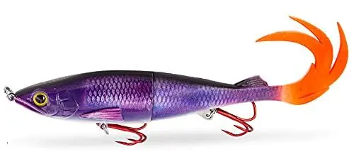 Produktbild: FISHN® Switch, 41gr, 16,5/18cm, mit wechselbaren Hinterteil, Extreme Schwimmaktion, Angelköder zum Hechtangeln, Softbait, Swimbait, Köder zum Angeln auf Hecht, Zander, Waller (Purple Rain)