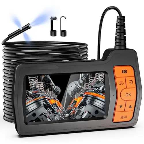 Produktbild: FISHOAKY DREI Linsen Endoskopkamera mit Licht 15m, 5-Zoll-IPS- Bildschirm Endoskop, 8mm Schlangenkamera, HD 1080P Digital Inspektionskamera, IP67 Wasserdicht Rohrkamera mit Fettes Kabel, 32GB