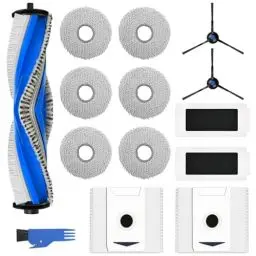Produktbild: Fishoney 14 Stück Zubehörset für ECOVACS DEEBOT T30 PRO OMNI/ T30 OMNI/ T30S/ T30S Combo, 1 Hauptbürste, 2 Filter, 2 Seitenbürsten, 6 Wischtücher, 2 Staubbeutel, 1 Reinigungsbürste