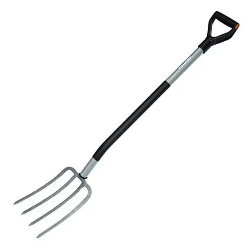 Produktbild: Fiskars Spatengabel für harte, steinige Böden, Mit 4 Zinken, Länge: 122 cm, Hochwertiger Borstahl, Grau/Schwarz, Ergonomic, 1001413
