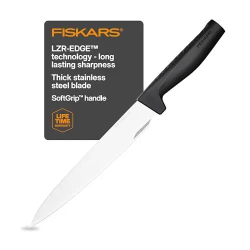 Produktbild: Fiskars Tranchiermesser, Hard Edge, Elegantes Design, Gesamtlänge: 35,1 cm, Rostfreier Stahl/Kunststoff, 1051760