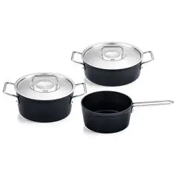 Produktbild: Fissler Adamant / Aluminium-Kochtopfset, 3-teilig, Töpfe-beschichtet mit Metalldeckel, antihaftend (1 Kochtopf ,1 Bratentopf, 1 Stielkasserolle) - Induktion, Anthrazit