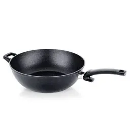 Produktbild: Fissler Adamant / Aluminium-Wok, Servier-Pfanne (Ø 32cm - 6L) beschichtet, antihaftversiegelt, hoher Rand, kratzfest - Induktion, Schwarz