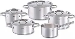 Produktbild: Fissler Family Line / Edelstahl-Topfset, 5-teilig, Kochtopf-Set , Töpfe mit Deckel, spülmaschinen-geeignet, Induktion, alle Herdarten (3 Kochtöpfe, 1 Bratentopf, 1 Stielkasserolle-deckellos)