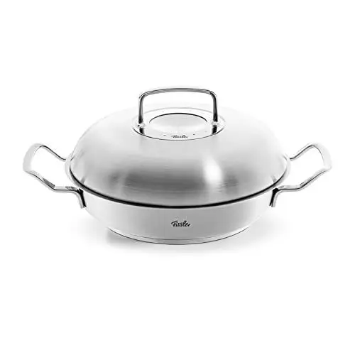 Produktbild: Fissler Original-Profi Collection/Edelstahl-Servierpfanne (Ø 28 cm, 3,0L) runder Bräter mit Hochraum-Deckel, hoher Rand, unbeschichtet - Induktion