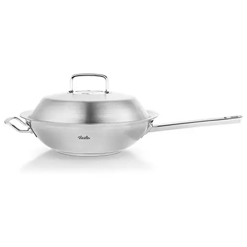 Produktbild: Fissler Original-Profi Collection/Edelstahl-Wokpfanne (Ø 30 cm, 4,1 Liter) Stiel-Wok mit Metall-Deckel, unbeschichtet - Induktion