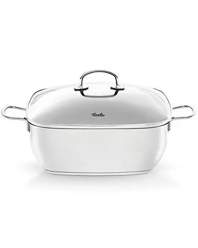 Produktbild: Fissler Secural / Edelstahl-Bräter, beschichtet (6,5 L - Ø 28 cm) großer Schmortopf quadratisch, mit Glas-Deckel, backofengeeignet - Induktion, Silver
