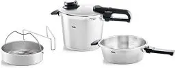 Produktbild: Fissler Vitavit Premium / Schnellkochtopf-Set, 4-teilig (6l - Ø 22 cm & Schnellbratpfanne 2,5l - Ø 22 cm) inkl. Metall-Deckel, Einsatz - Induktion, Silber