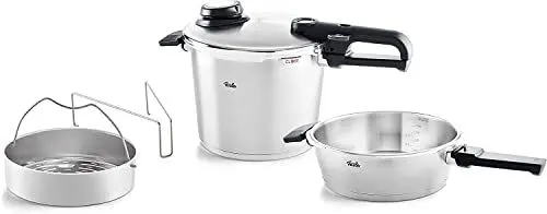 Produktbild: Fissler Vitavit Premium / Schnellkochtopf-Set, 4-teilig (6l - Ø 22 cm & Schnellbratpfanne 2,5l - Ø 22 cm) inkl. Metall-Deckel, Einsatz - Induktion, Silber
