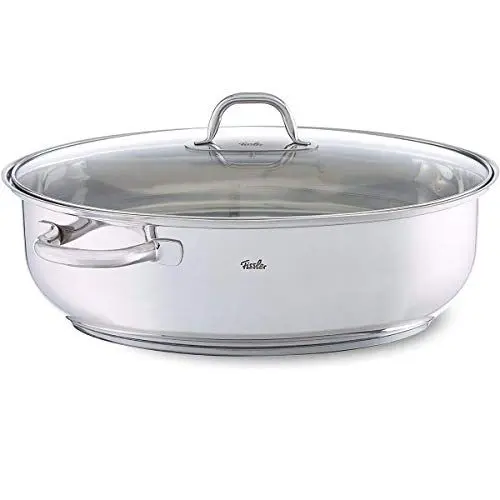 Produktbild: Fissler / Edelstahl-Bräter (8,8 L - Ø 38 cm) großer ovaler Schmortopf, mit Glas-Deckel, backofen-& spülmaschinengeeignet - Induktion, Silber