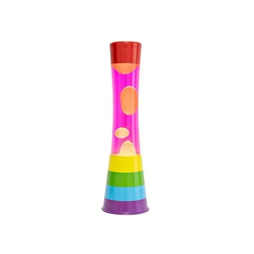 Produktbild: FISURA - Regenbogen-Lavalampe. Mehrfarbige Regenbogenbasis, rosa Flüssigkeit und orangefarbene Lava. Lavalampe mit Ersatzbirne. 11 x 11 x 39,5 zentimeter.