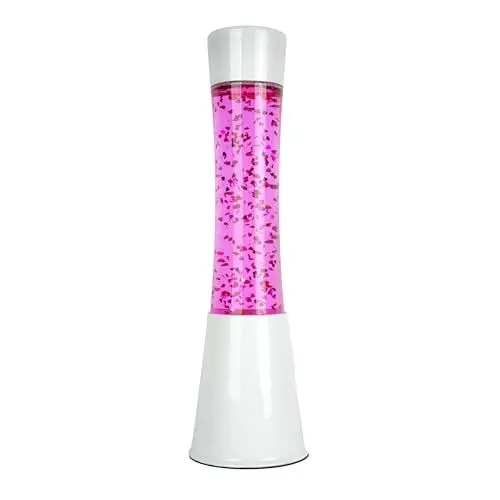 Produktbild: FISURA - Rosa Lavalampe. Weißer Sockel, rosa Flüssigkeit und glitzernde Herzen. Lampe mit Entspannungseffekt. Mit Ersatzbirne. 11 zentimeter x 11 zentimeterx 39,5 zentimeter.