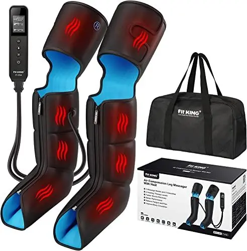 Produktbild: FIT KING Beinmassagegerät mit Wärme für Schmerzen und Durchblutung Ganze Beine Fuß Wade & Oberschenkel Massage Kompression Stiefel Erholung Muskelödem RLS Schmerzlinderung