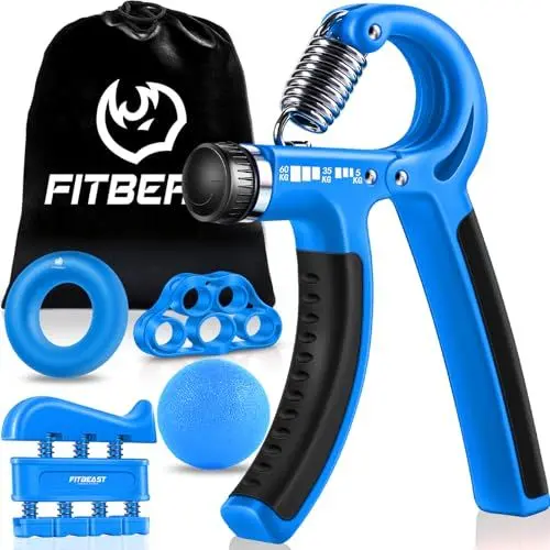 Produktbild: FitBeast Handtrainer Fingertrainer, Griffkraft Trainer Trainingsset - 5er-Pack, Verstellbarer Grip Trainer, Finger Trainingsgerät, Handgelenk Trainer, Trainingsring & Stressabbau-Griffkugel