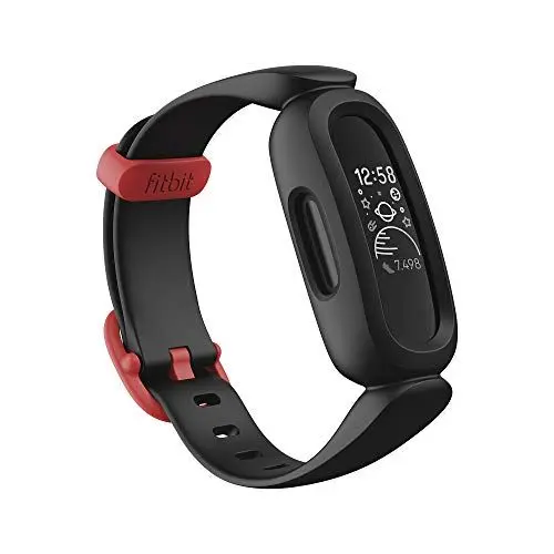 Produktbild: Fitbit Ace 3 Activity Tracker for Kids with Animated Clock Faces, Up to 8 days battery life & water resistant up to 50 m ,Black/Red