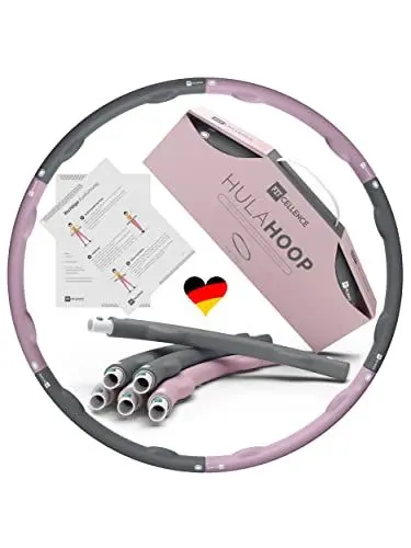 Produktbild: FITCELLENCE® 1,2kg, 90cm Durchmesser, 5-6 Teile, Hula Hoop Reifen für Erwachsene, zum abnehmen inkl. Anleitung für intensives Training, Anfänger und Profis