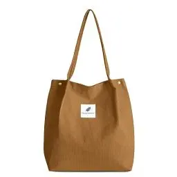 Produktbild: FITDON Cord Umhängetasche Damen, Groß Schultertasche Canvas Tasche Tote Handtasche für Alltag, Büro, Schulausflug und Einkauf - Braun
