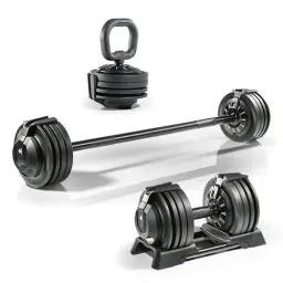 Produktbild: FitEngine Multifunktionshantel Set von 3-24 kg | Verstellbar zu Kurz- & Langhantel und Kettlebell | Vielseitiges Training zu Hause | Ideal für Kraftaufbau und Ausdauer | Für ein effektives Workout