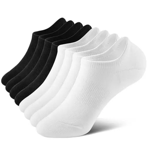 Produktbild: fitfets Sneaker Socken Damen Herren Füßlinge 4 Paar No Show Unsichtbare Sneakersocken Kurz,Schwarz,39-42