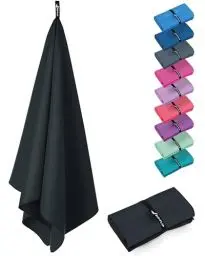 Produktbild: Fit-Flip Microfaser Handtücher - kompakt und leicht - Mikrofaser Handtuch schnelltrocknend - als Reisehandtuch, Sporthandtuch, Strandtuch - Badetuch groß (1x 100x50cm, Onyx Black)