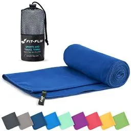 Produktbild: Fit-Flip Mikrofaser Handtuch - kompakte Microfaser Handtücher - ideal als Sporthandtuch, Reisehandtuch, Strandtuch - schnelltrocknend und leicht - Badetuch groß (90x180cm, Dunkelblau)