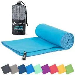 Produktbild: Fit-Flip Mikrofaser Handtuch - kompakte Microfaser Handtücher - ideal als Sporthandtuch, Reisehandtuch, Strandtuch - schnelltrocknend und leicht - Badetuch groß (70x140cm, Himmelblau)