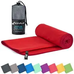 Produktbild: Fit-Flip Mikrofaser Handtuch - kompakte Microfaser Handtücher - ideal als Sporthandtuch, Reisehandtuch, Strandtuch - schnelltrocknend und leicht - Badetuch groß (90x180cm, Rot)