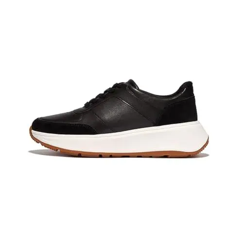 Produktbild: Fitflop Damen F-Mode Leather/Suede Flatform Sneakers Sneaker, Black, 42 EU