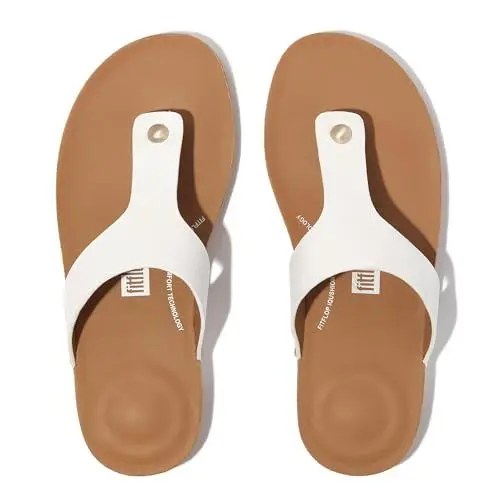 Produktbild: Fitflop Damen Iqushion Zehensandalen aus Leder Sandale, weiß, 39 EU