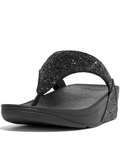 Produktbild: Fitflop Damen LULU Crystal Toe-Post Sandalen, Schwarz (Black Glitter), 40 EU