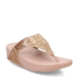 Produktbild: Fitflop Damen Lulu Glitter Toe-thongs Keilsandale, Rose Gold, 41 EU
