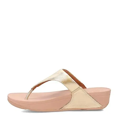 Produktbild: FitFlop Damen Lulu Leder Flip Flops, Zehenstegsandalen, bequem mit natürlicher Fußgewölbestütze - Roségold - 39 EU