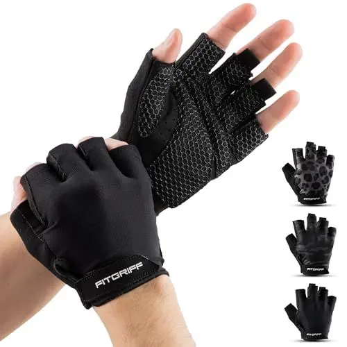 Produktbild: Fitgriff® Trainingshandschuhe für Damen und Herren - Fitness Handschuhe für Krafttraining, Kraftsport, Training, Gym, Workout, Lifting Gloves (Black, 10)